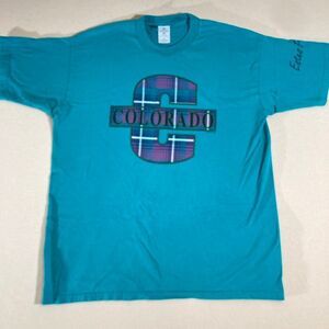 Estes Park Colorado T-shirt XL Teal VTG 1993 Boxy Heavyweight Cotton‎